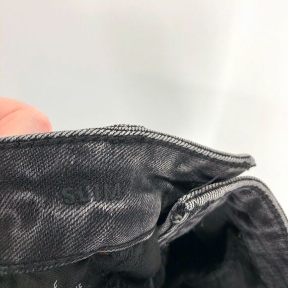 AMERICAN EAGLE Next Level Flex Stretch Ripped Knee Slim Leg Jeans Black Wash - Picture 8 of 9